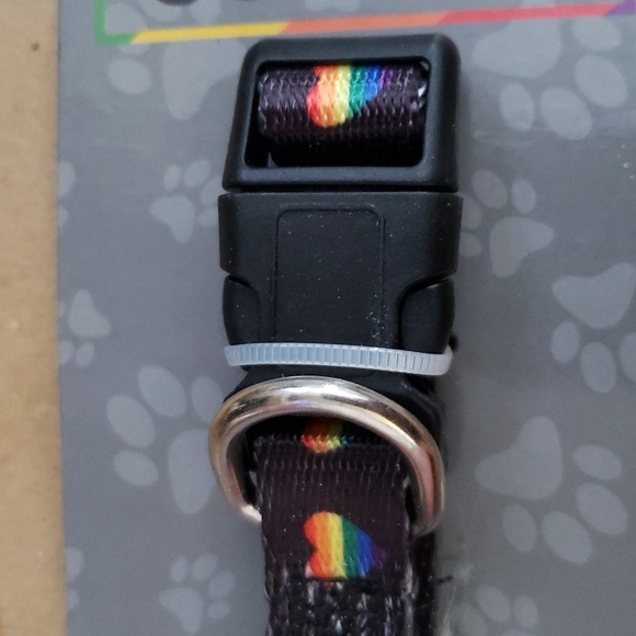Millenium Black with Rainbow Hearts Adjustable Dog Collar Size S 9 to 14 inches - Picture 5 of 7